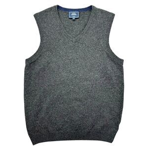 John Lewis Vest Men's Large Gray Sleeveless Cashmere V-Neck Jumper Merino Wool